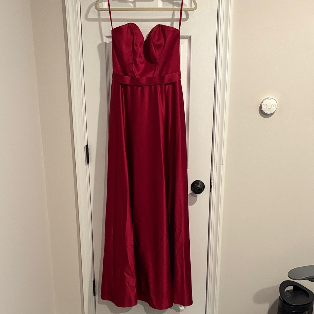 Allure Bridesmaids Strapless Dress in Wine/Burgundy